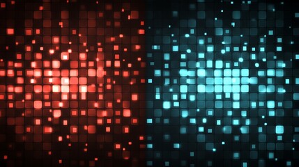 Poster - Abstract digital graphic, glowing squares, vibrant colors.  Possible use Background design, technology theme