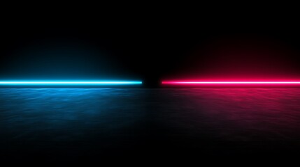 Poster - Neon light floor, dark background, abstract scene, product display, backdrop