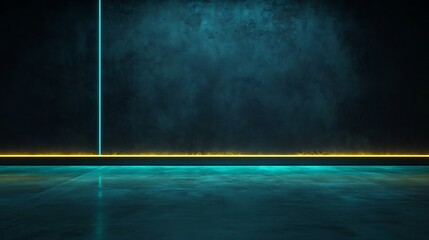 Poster - Empty dark room with neon lights (1)