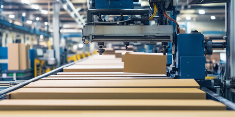 Aufkleber - Conveyor system transporting boxes in a manufacturing facility