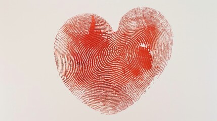 Wall Mural - A red heart-shaped fingerprint on a white background