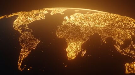 Poster - Glowing Earth with Golden Lights Highlighting Global Connections and Cities