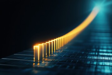 Poster - Abstract light long exposure glowing lines in dark space for modern design