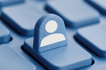 Poster - Blue Keyboard Key with User Icon Representing Digital Communication and Technology