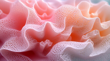 Poster - Abstract coral and pink textured pattern with organic curves and light