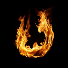 Wall Mural - Flames forming a circle on a black background, high-definition design material with stunning details, perfect composition and realistic master photography techniques.