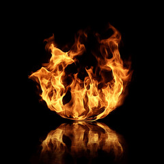 Wall Mural - Flames forming a circle on a black background, high-definition design material with stunning details, perfect composition and realistic master photography techniques.