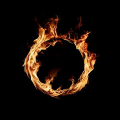 Wall Mural - Flames forming a circle on a black background, high-definition design material with stunning details, perfect composition and realistic master photography techniques.