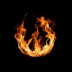 Wall Mural - Flames forming a circle on a black background, high-definition design material with stunning details, perfect composition and realistic master photography techniques.