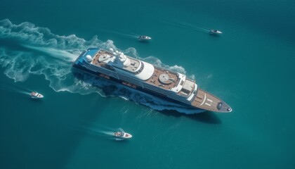 Wall Mural -  Luxury yacht cruising through turquoise waters