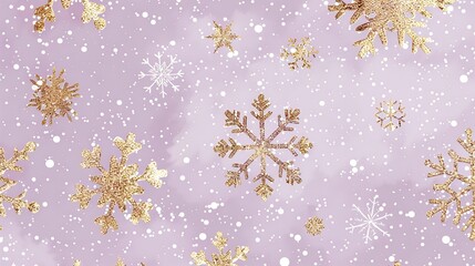 Aufkleber - Golden snowflakes are shown in close-up on a purple background that is studio-clean with enough of room for writing or a backdrop, Generative AI.