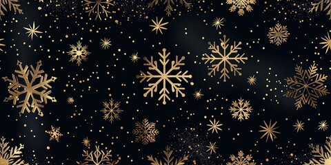 Aufkleber - Golden snowflakes are shown in close-up on a dark background that is studio-clean, with enough of room for writing or a backdrop, Generative AI.