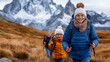 © Edhar - Families enjoying a hiking adventure in beautiful mountains during a crisp autumn day