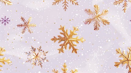 Aufkleber - Golden snowflakes are shown in close-up on a purple background that is studio-clean with enough of room for writing or a backdrop, Generative AI.