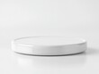 © tebu - White round plate on a white background, front view, close-up, simple and elegant style, minimalist style, high resolution, product shot, studio lighting, soft light, high quality, super detail, solid
