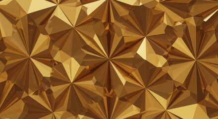 Poster - Golden 3d abstract geometric pattern with pyramid shapes and reflective shiny textures