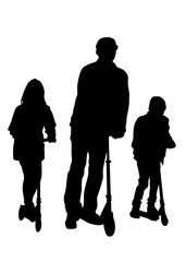 Wall Mural - Families with little child on white background