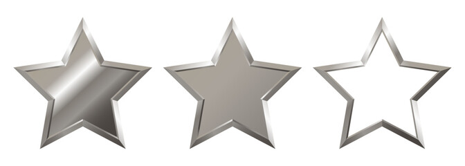 Wall Mural - isolated realistic silver star with metallic effect. set of element for award, medal, rating designa