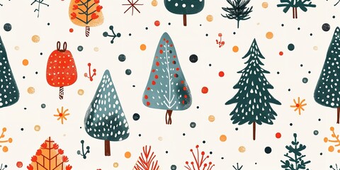 Aufkleber - Adorable little fir tree with flawless design of dots on a pale background created by hand at an extremely close range with enough of backdrop text room, Generative AI.