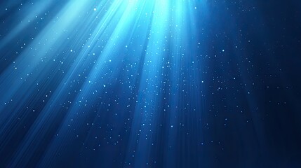 Poster - Abstract vector of snowflakes floating on a calm blue background, featuring soft glows and falling snow for a tranquil winter theme.