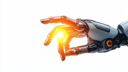 Poster - A futuristic robotic hand reaching out, emitting a glowing orb of light, symbolizing advanced technology and innovation.