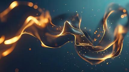 Poster - Dynamic abstract flames intertwining with golden lines, forming a vortex-like shape that conveys energy and futuristic design