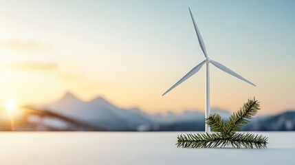 Wall Mural - A wind turbine is standing next to a pine tree