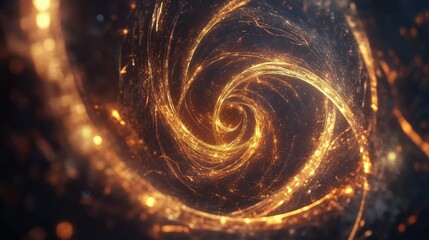 Poster - Dynamic abstract flames intertwining with golden lines, forming a vortex-like shape that conveys energy and futuristic design