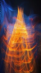 Poster - Abstract Fire and Ice Digital Artwork: A Symphony of Light and Color.