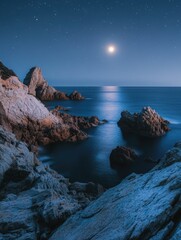 Wall Mural - serene coastal scenery at night