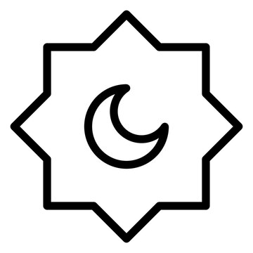 Flat Split Moon Design Ramadan Icon