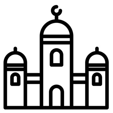Flat Minaret Mosque Design Ramadan Icon