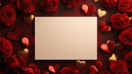 Wall Mural - Romantic arrangement of roses and hearts for special occasions