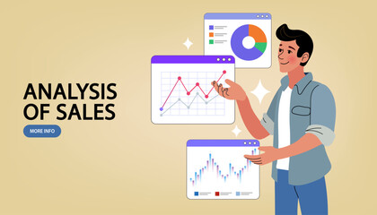 Wall Mural - business person with chart and graphs