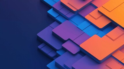 Poster - Colorful Geometric Layered Abstract Background with Vibrant Gradient Design