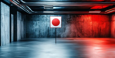 Poster - Dynamic Perspective of a Suspended Target in a Modern Shooting Range with Interesting Lighting Effects