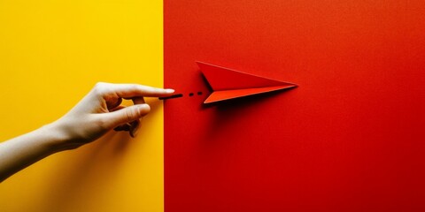 red arrow on yellow background