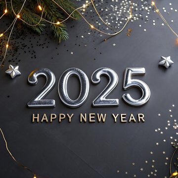 2025 Happy new year. Festive design for Christmas background.