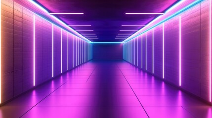 Poster - A luminous artistic gradient of magenta, electric blue, and neon purple, enhanced with sleek geometric overlays and depth.