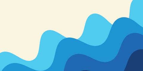 Wall Mural - Seamless sea waves layered vector background. Blue ocean waves. Water wave pattern design.