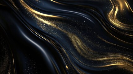 Poster - A polished dark background with golden metallic swirls and streaks, creating a high-end atmosphere and ideal for luxury branding projects.