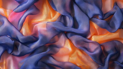Poster - A radiant iridescent background with flowing transitions of deep blue, fiery orange, and soft pink, creating a glowing, dynamic design.