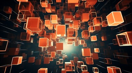 3D cube clusters floating in a dynamic arrangement.