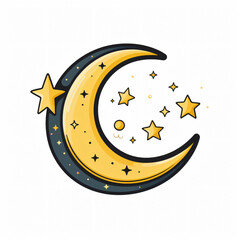 Wall Mural - Moon and Stars Clip Art: Minimalist Flat Vector Design icon space nature galaxy 