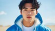 © StudioFF - 青いウィンドブレーカーを着た日本人男性