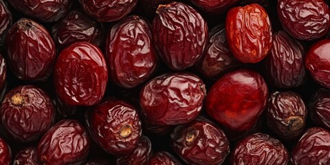 Poster - Close up of dried jujube, showcasing the rich texture and color of these red dates. This image highlights the unique features of jujube, perfect for adding depth to any food related project.