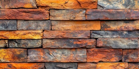 Aufkleber - Textured old orange brick wall showcases the rustic charm of aged brickwork. This textured orange brick wall highlights the unique patterns and colors of old bricks, perfect for design elements.
