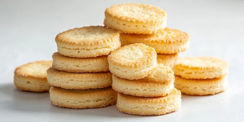 Aufkleber - Delicious biscuits made with butter and sugar, beautifully arranged on a white background, featuring the delightful texture and flavor of butter infused sugar biscuits that tempt every palate.