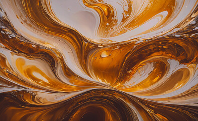Aufkleber - Painting of a flower with brown and white colors. The flower is surrounded by a lot of brown and white swirls