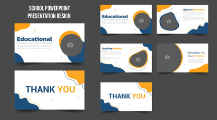 School PowerPoint presentation slide template design education profile kids vector background, brochure design, website slider, landing page, annual report, school profile